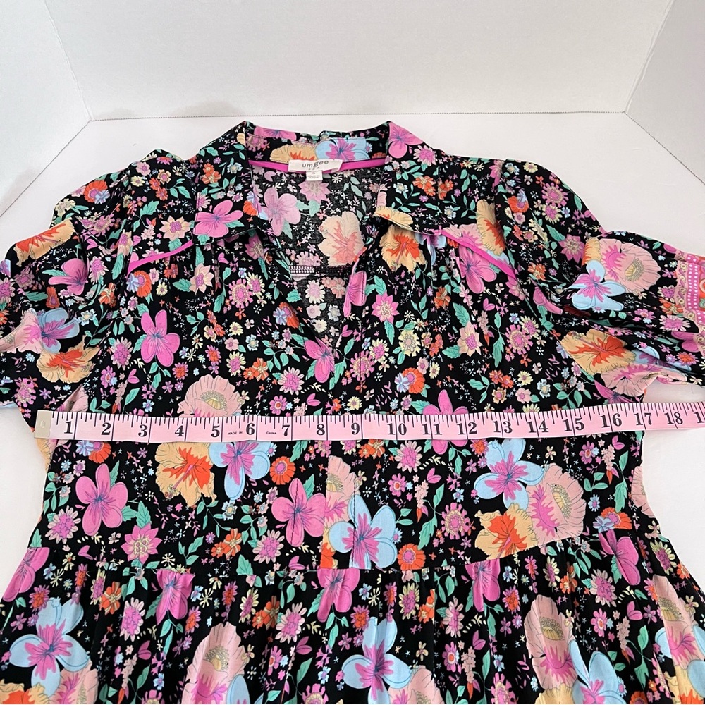 Umgee Floral Boho Multicolor Short Sleeve Casual Dress Size S - Picture 6 of 11
